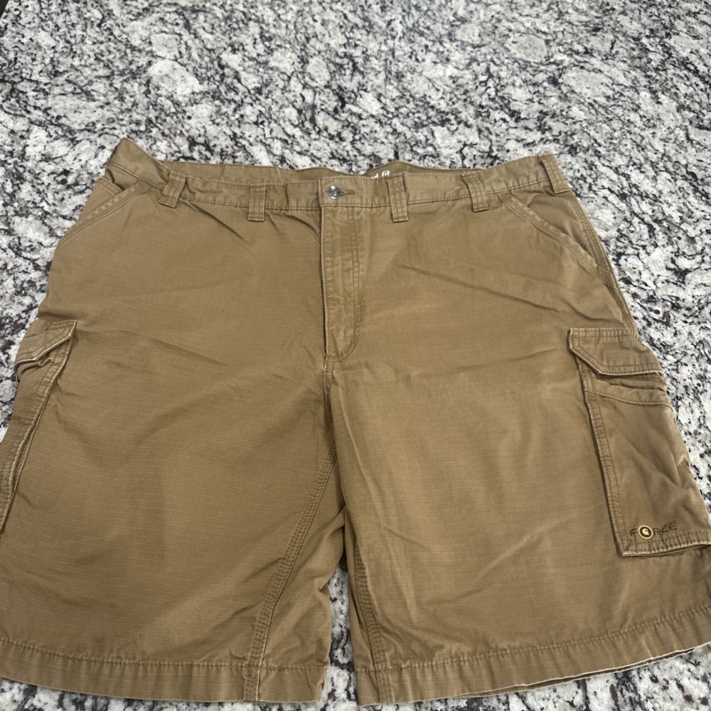 Carhartt Cargo Shorts Mens 46 Tan Force Relaxed Fit Ripstop